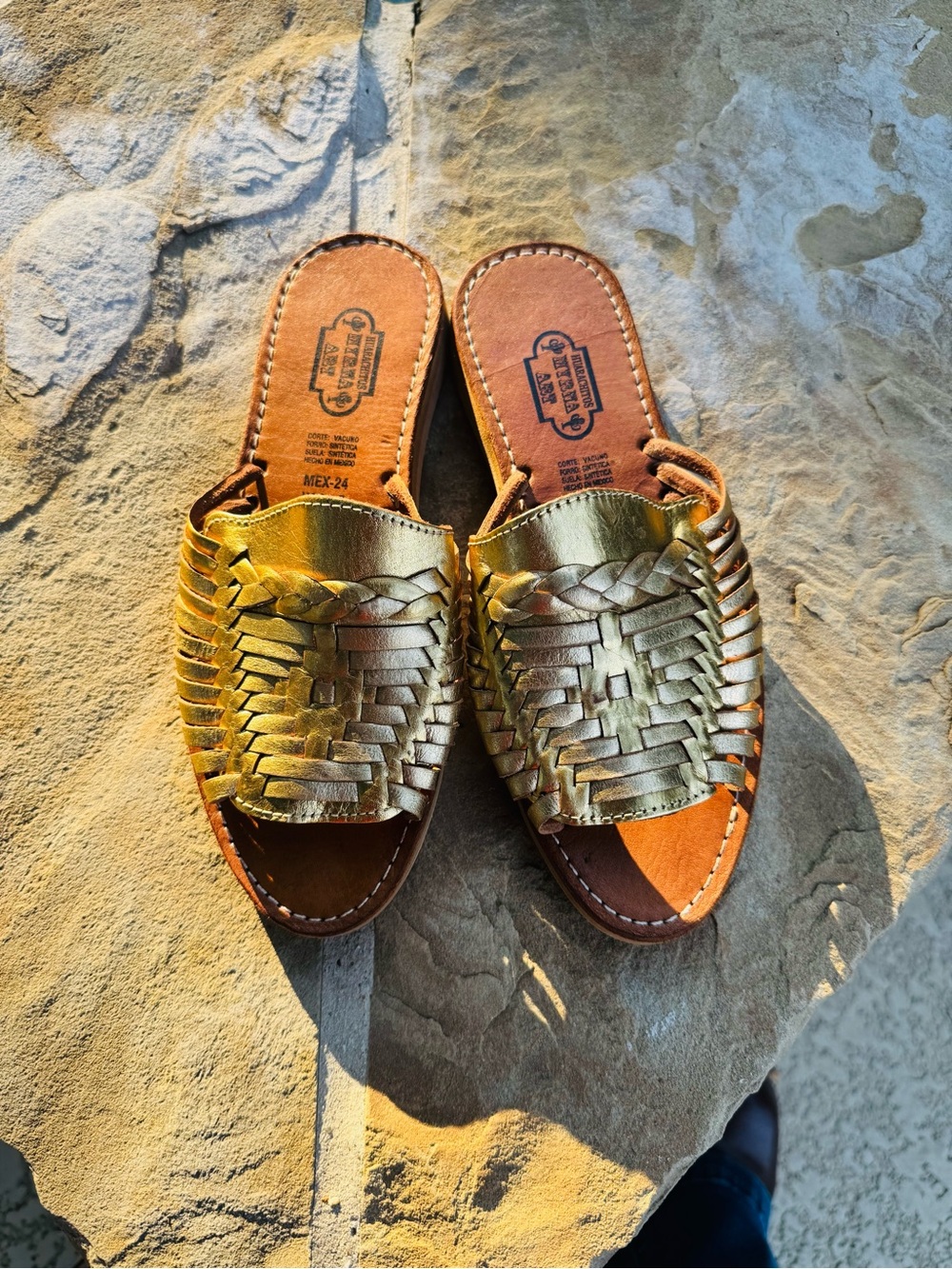 NEW Myrna Art Gold Leather Huarache Sandals Women’s Size 7 Handmade - Picture 17 of 17